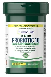 Puritan's Pride Premium Probiotic 10 New 1 pill per day Formula 30  Capsules NEW