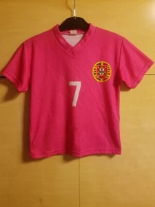 PORTUGAL Child Pink White Trim Short Sleeve International Away Football Shirt - Picture 1 of 5