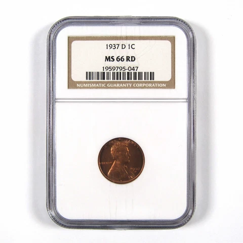 1937 D Lincoln Wheat Cent MS 66 RD NGC Penny 1c Uncirculated SKU:I8625 Cover