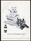 1956 Scottie Westie Dog Christmas Art B&W Scotch Whisky Vintage Print Ad