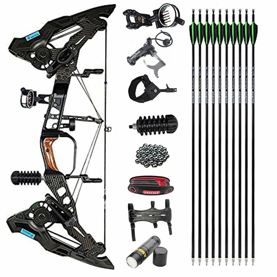 Compound Bow 21.5lbs-60lbs Steel Ball Dual Purpose Archery Hunting Arrows 330fps - Image 1 of 4