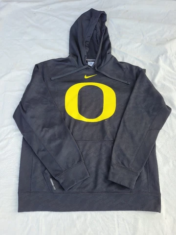 Nike Oregon Ducks Hoodie Adult Size L Black Yellow Logo Swoosh Thermi Fit Ncaa Cover