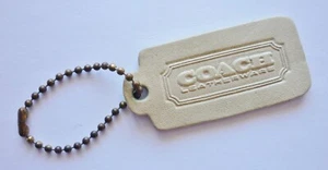 Coach Vintage BONE Leather One Sided Hangtag Original Chain - Imagen 1 de 3