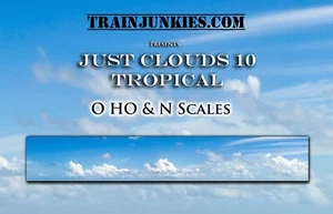 TrainJunkies Just Clouds 10 Tropical Model Railroad Backdrop - Picture 1 of 6