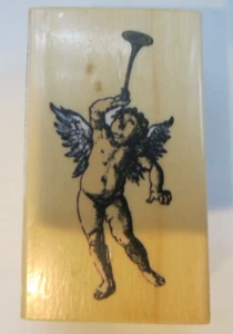Rubber Stamp CHERUB BLOWING TRUMPET Sugarloaf Products 2003 Whispers - Picture 1 of 4