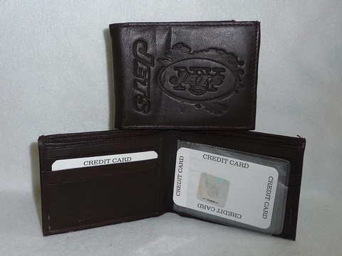 New York NY JETS   Leather BiFold Wallet   NEW  dkbr 3s Cover