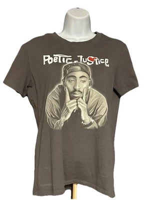 2Pac Poetic Justice Shirt Women Small Black Crew Neck Shirt Sleeve Hip Hop Rap - Image 1 of 4