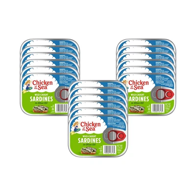 Sardinas en aceite de oliva, 3,75 OZ Latas (paquete de 18), sardinas enlatadas silvestres capturadas, Foto 1 de 4