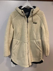 LL Bean Mountain Pile Sherpa Fleece Mantel Jacke Damen L Reg Kapuze Full Zip - Bild 1 von 16