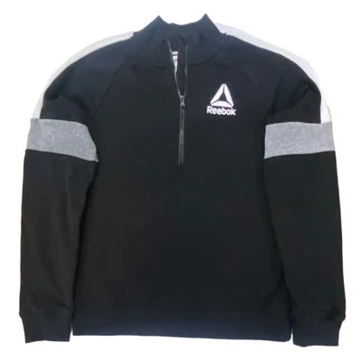 Reebok Girls Black & Gray Quarter Zip Front Sweatshirt X-Large 14-16 - Image 1 of 2