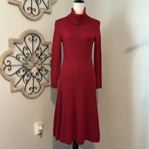 Lafayette 148 Solid Red Wool Sweater Dress Sz M - Picture 1 of 13