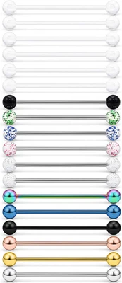 Barra industrial de acero inoxidable Bioflex y acrílico transparente de 14 G 18 piezas cartílago E Foto 1 de 4