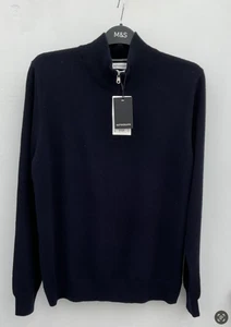 MAGLIONE MEZZA ZIP M&S AUTOGRAFO PURO CASHMERE (Marina Scura) - Foto 1 di 6