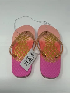 Unisex Kind schmale Ananas Flip Flop Gummi Mädchen Größe 10-11 Sandale pink neu - Bild 1 von 6