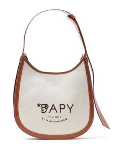 BAPY A Bathing Ape Hobo Bag Lederbesatz Canvas elfenbein YK2089011 Japan limitiert - Bild 1 von 8