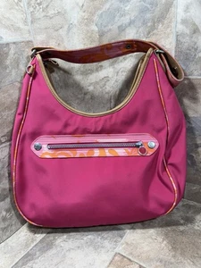 Bolso de Hombro Grande Kipling Delano Barby Rosa Con Acentos Naranja, Usado Retro - Imagen 1 de 13