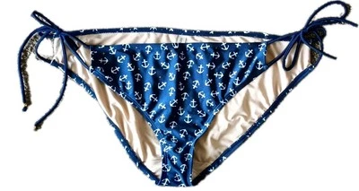 Parte inferior de natación de bikini Lane Bryant con cuerdas cacique talla 28 azul marino con estampado de novedad de ancla Foto 1 de 4
