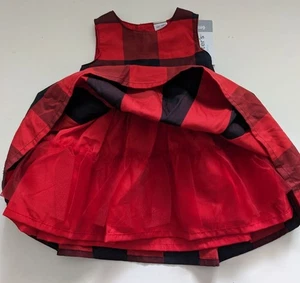 Carter's Baby Girl's Buffalo Plaid Dress 6 Months Red BlackSleeveless w/panties - Picture 1 of 6