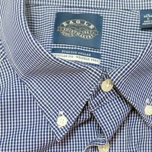 Eagle Shirtmakers Gingham Dress Shirt Stretch Collar Wrinkle Free 16 32/33 - Picture 1 of 8