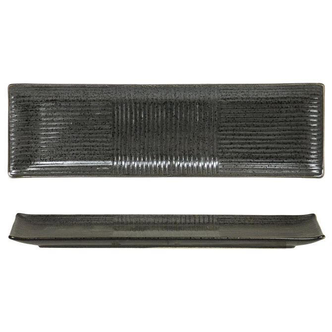 Японская керамическая сервировочная тарелка для суши сашими 13 x 4 дюйма Kuro матовая сделано в Японии - Изображение 1 из 1