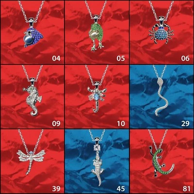 Anhänger + Kette Tiere Frosch Schlange Echt 925 Sterlingsilber Zirkonia Steine - Bild 1 von 4