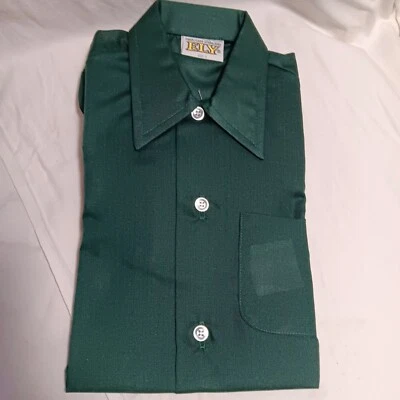 Camisa 4T vintage años 70 niños verdadera de colección años 70 ELY FOREST VERDE LS DELGADA CAMISA HIPPY Foto 1 de 4