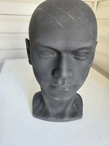Testa di manichino uomo nero lucido da tavolo - Foto 1 di 6