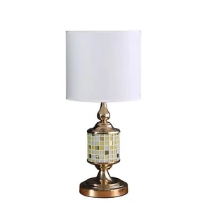 23" Gold Bedside Table Lamp With White Drum Shade - Picture 1 of 5