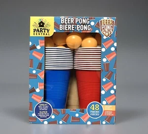 NEW Party Central 48pc Beer Pong Drinking Game Set w/24-Cups & 24-Balls - Picture 1 of 6