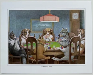Dogs Playing Poker Set of Two 8x10 Prints, A Friend in Need, His Station 4 Aces - Picture 1 of 6