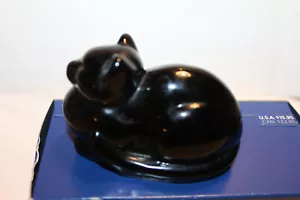 Vintage Kunstglas liegend undurchsichtig schwarz Glas Katze figural Briefbeschwerer/unmarkiert - Bild 1 von 6