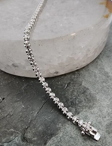 14k .585 White Gold Nicole Rose Tennis 1 ctw Diamond 7" Petit Bracelet Au 24140 - Picture 1 of 9