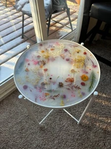 Handmade Coffee Table with Epoxy Resin and Dried Flowers - Picture 1 of 5