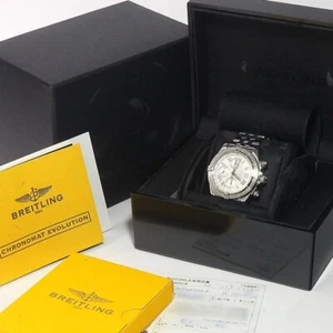 Breitling Chronomat Evolution A13356 A156A53PA Quadrante Bianco Auto Data 43mm - Foto 1 di 9