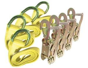 2" x 10 FT Lasso Tie Down Wheel Lift Strap & Ratchet Snap Hook Flatbed (4 Pack) - Picture 1 of 1