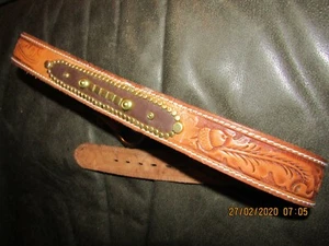 Vintage Western Style hellbrauner Gürtel, Messing Nieten, wunderschöne Eichel Werkzeuge, Handarbeit 30 - Bild 1 von 12