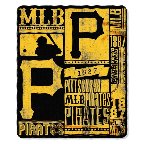 MLB Pittsburgh Pirates Strength Fleece Throw Blanket 50-inch by 60-inch, Yellow Cover