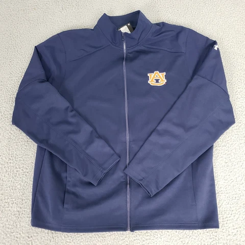 Auburn Tigers Jacket Mens Large Blue Under Armour New Full Zip War Eagle Loose Cover