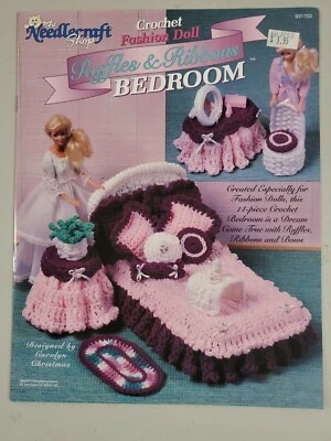 Barbie Crochet Ruffles & Ribbons Fashion Doll Bedroom Pattern Booklet Needlecraf - Image 1 of 3