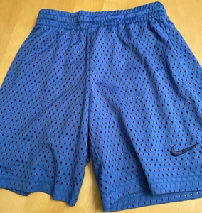 NIKE DRI FIT BLUE EMBROIDERED CHECK BOYS PERFORATED SHORTS SZ M - Picture 1 of 3