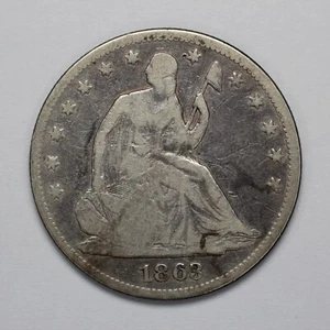 1863 Seated Liberty Silver Half Dollar - Picture 1 of 3