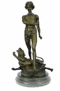 Figura escultura de metal semidesnuda semidesnuda bronce fundido caliente The Lion Slayer by Loys Potet - Imagen 1 de 9