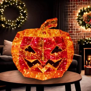Prism Pre-lit Orange LED Iridescent Jack-o-Lantern - Picture 1 of 4