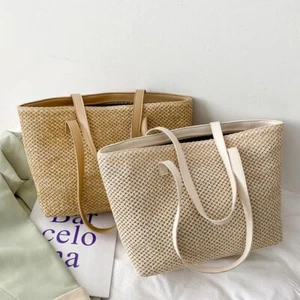 Bag Casual Large Capacity Straw Handbag Shopping Bag Tote Bag Beach Straw Bag - Picture 1 of 14