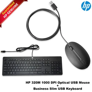 HP 320M 1000 DPI Optical USB Mouse + Business Slim USB Keyboard SK2120 Combo - Picture 1 of 1