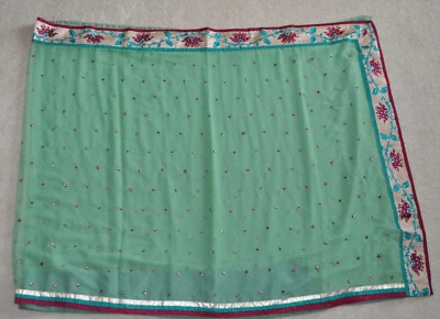 Women Saree Sari Ethnic traditional dress scarf pista green - Image 1 of 4