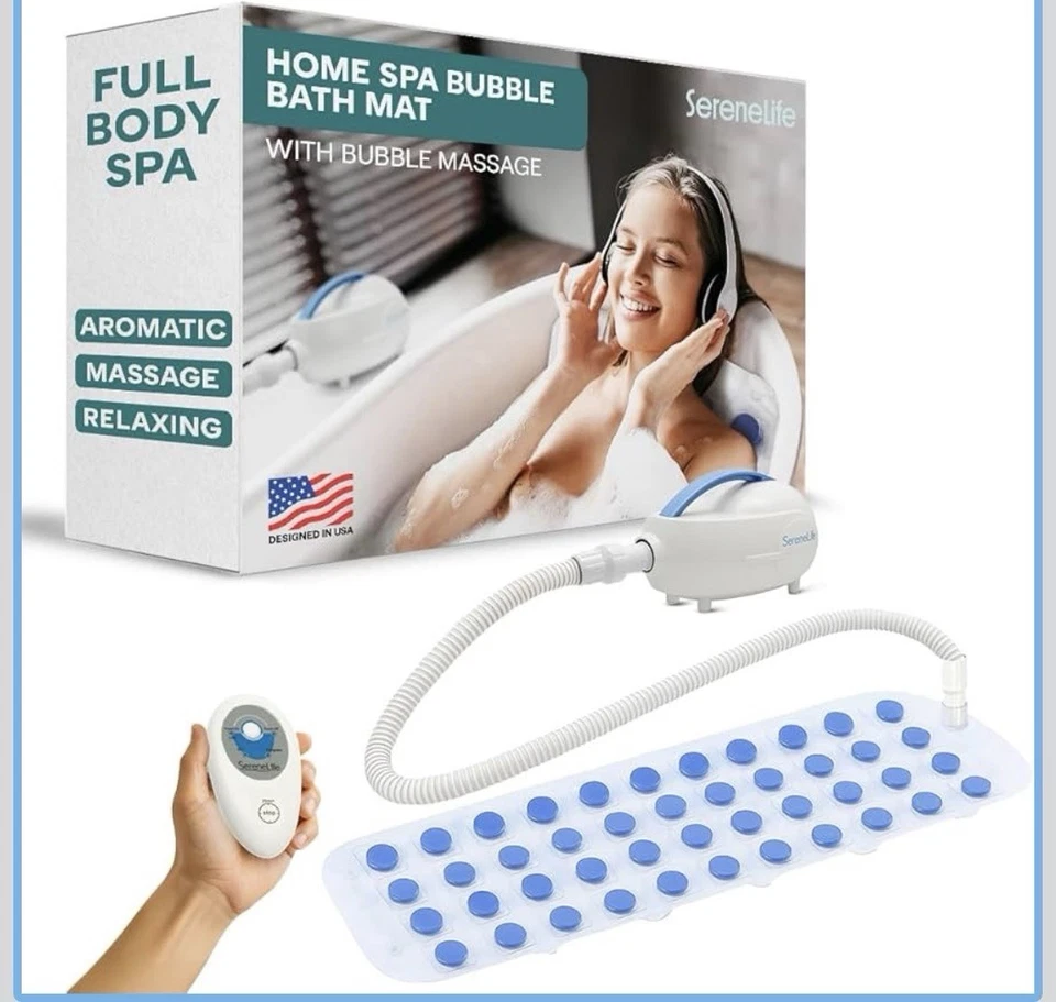 Tapete de banho SereneLife bolha, tapete de banheira antiderrapante com controle remoto - Imagem 1 de 4