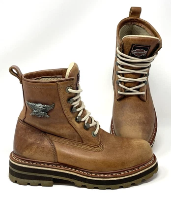 Botas con cordones de cuero para motocicleta Harley Davidson vintage para hombre 7 Combat Eagle Foto 1 de 4