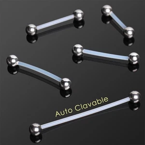 BioFlex/PTFE Piercing Retainer Barbell with 316L Surgical Steel Balls - Picture 1 of 6