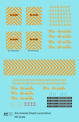 K4 HO Scale Decals Rio Grande DRGW Hood Diesel Orange Small Letter - Image 1 of 3